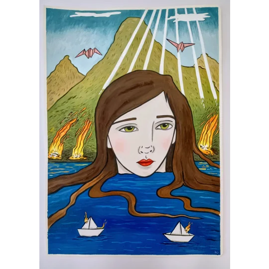 Origami - Original Oil Painting on Paper