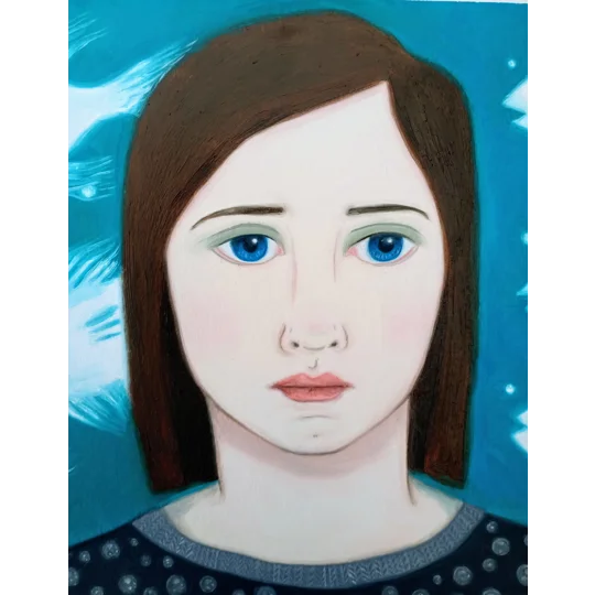 Ghost Fish - Original Oil Surreal Portrait Painting on Paper