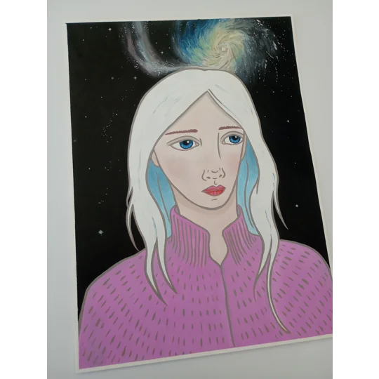 Nebula - Original Surreal Oil Portrait Painting on Paper
