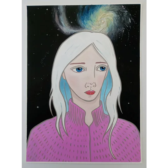 Nebula - Original Surreal Oil Portrait Painting on Paper