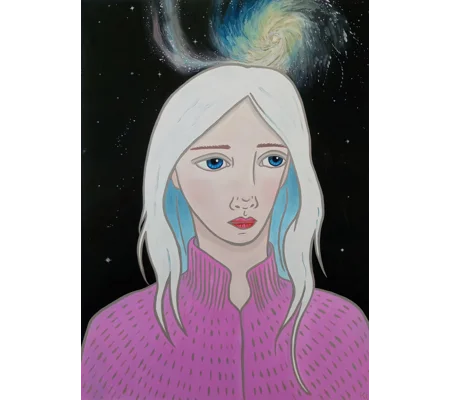 Nebula - Original Surreal Oil Portrait Painting on Paper
