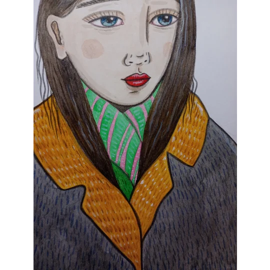 Scarf - Original Watercolour Portrait Painting on Paper