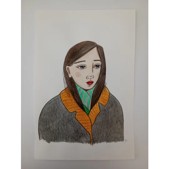 Scarf - Original Watercolour Portrait Painting on Paper