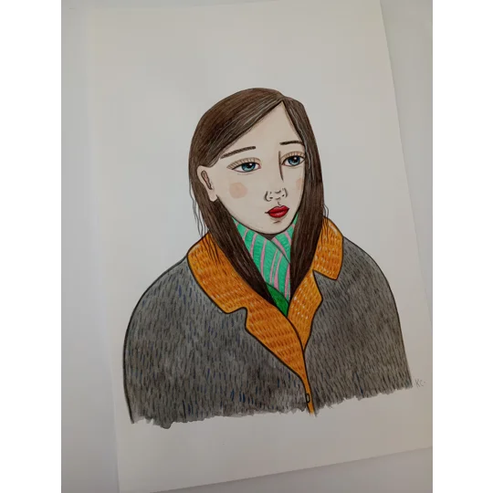 Scarf - Original Watercolour Portrait Painting on Paper