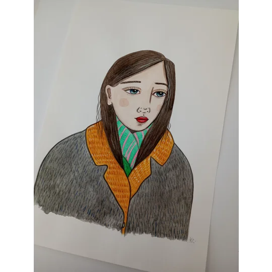 Scarf - Original Watercolour Portrait Painting on Paper