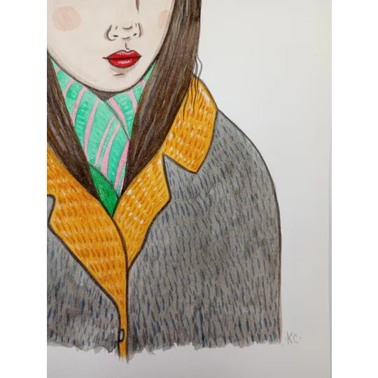 Scarf - Original Watercolour Portrait Painting on Paper