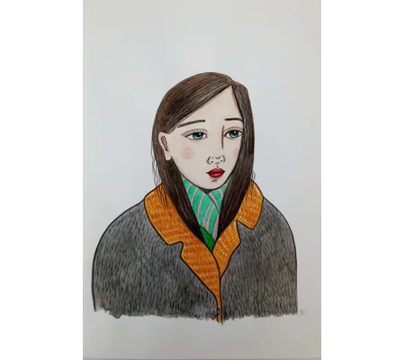 Scarf - Original Watercolour Portrait Painting on Paper