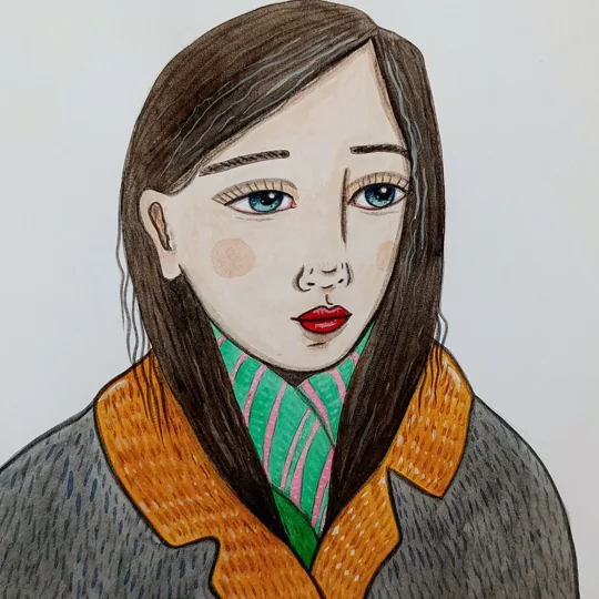 Scarf - Original Watercolour Portrait Painting on Paper