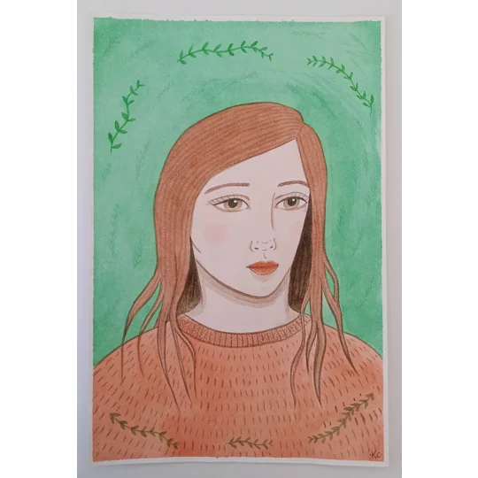 Autumn - Original Watercolour Portrait Painting on Paper