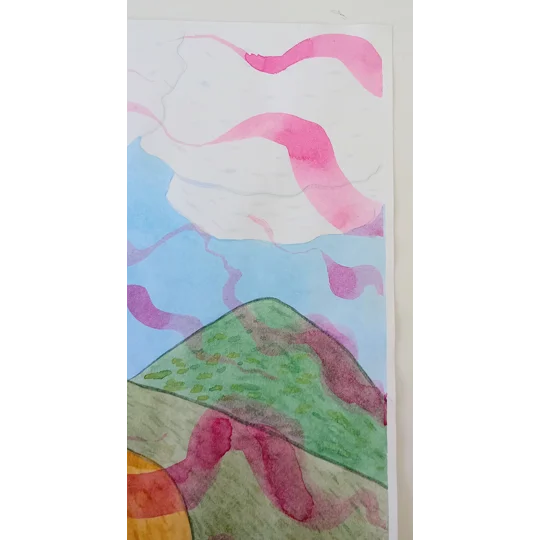 Mountains (Abstracted) - Original Watercolour Surreal Portrait Painting on Paper