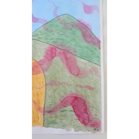 Mountains (Abstracted) - Original Watercolour Surreal Portrait Painting on Paper