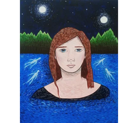 In The Water 2 - Original Acrylic Painting on Canvas Board