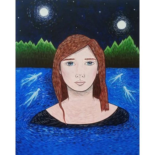 In The Water 2 - Original Acrylic Painting on Canvas Board