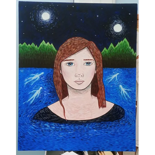 In The Water 2 - Original Acrylic Painting on Canvas Board