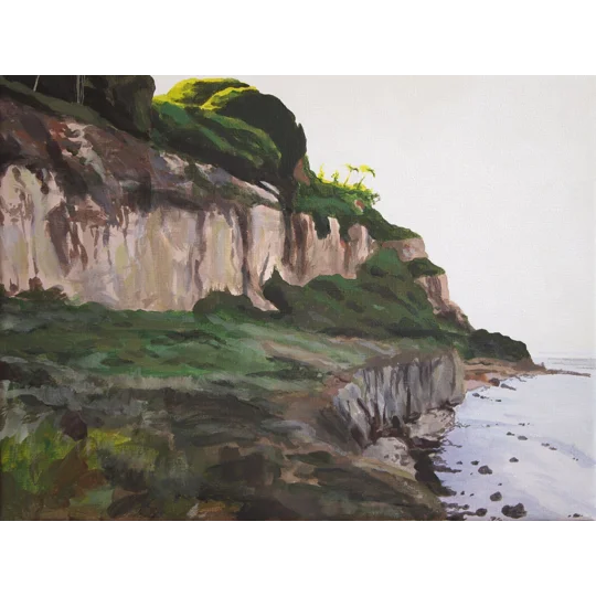 A4 Giclee Print of an acrylic landscape coastal painting of Luccombe Beach on the Isle of Wight.