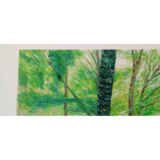 Close up of Original oil woodland landscape painting on canvas