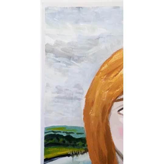 Portrait in an English Landscape - Original Acrylic Surreal Portrait Painting on Paper