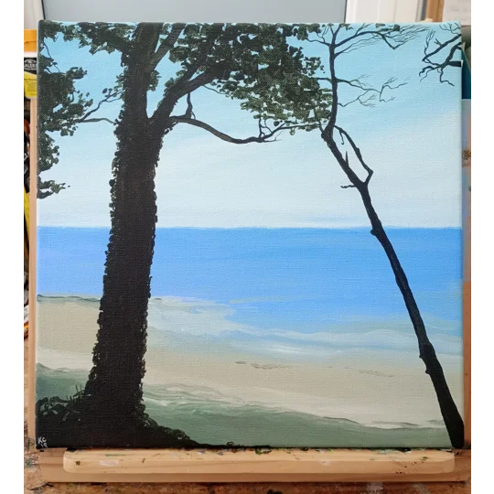 Beach Trees - Original Acrylic Landscape Painting on Canvas
