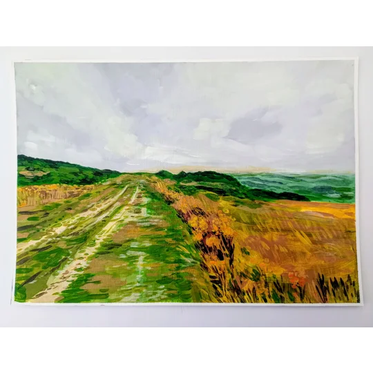 Mottistone Down - Original Acrylic Landscape Painting on Paper