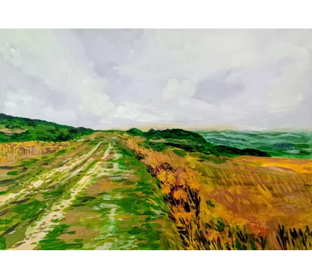 Mottistone Down - Original Acrylic Landscape Painting on Paper