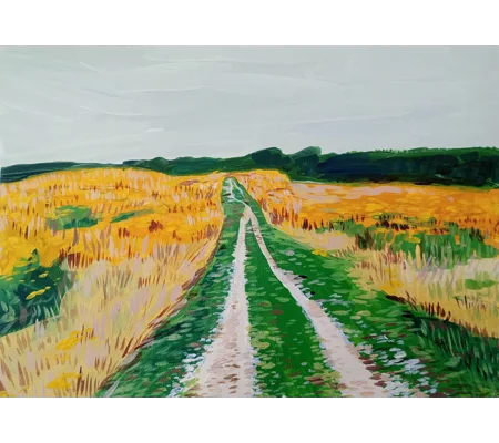 Mottistone Down #2 - Original Acrylic Landscape Painting on Paper