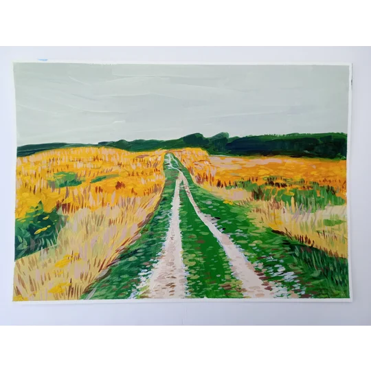 Mottistone Down #2 - Original Acrylic Landscape Painting on Paper