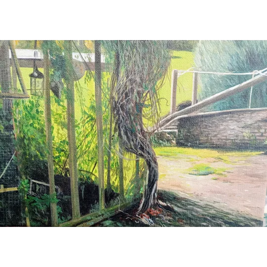 Greenhouse at Quarr - Original Oil Landscape Painting on Linen Canvas