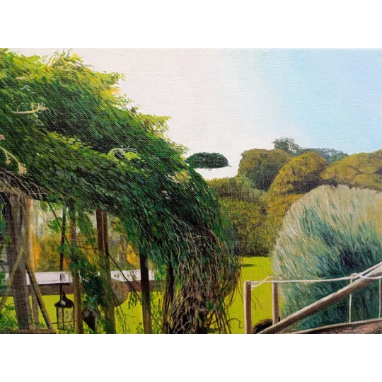 Greenhouse at Quarr - Original Oil Landscape Painting on Linen Canvas