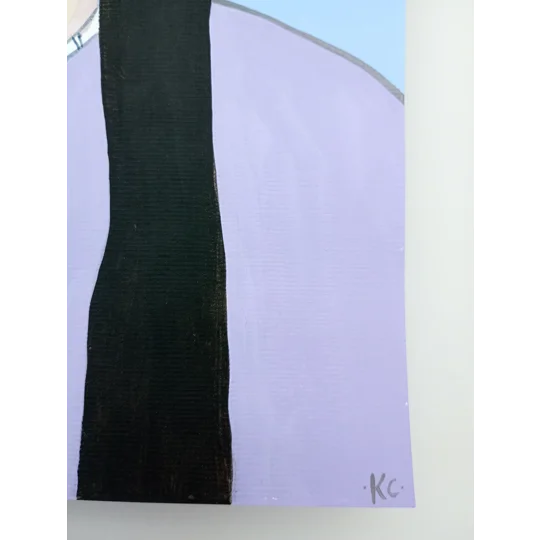Lilac with Flowers - Original Acrylic Surreal Portrait Painting on Paper