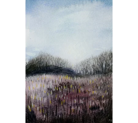 Mixed Media Landscape - Original Mixed Media Landscape Painting on Paper
