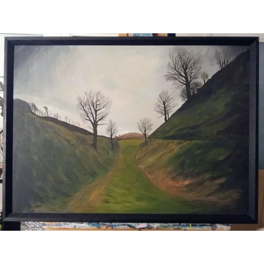 Moat - Original Framed Acrylic Landscape Painting on Wood