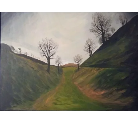 Moat - Original Framed Acrylic Landscape Painting on Wood