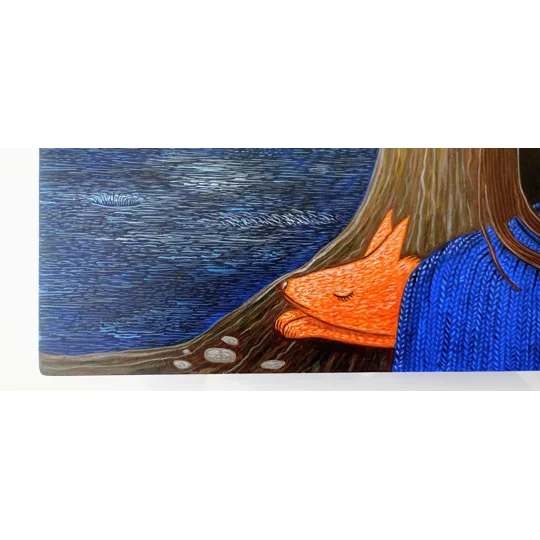Fox 2 - Original Surreal Acrylic Portrait Painting on Wood Panel