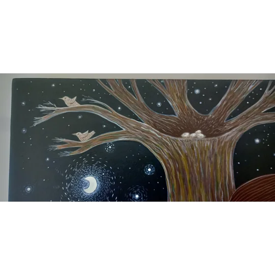 Fox 2 - Original Surreal Acrylic Portrait Painting on Wood Panel