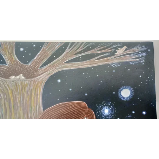 Fox 2 - Original Surreal Acrylic Portrait Painting on Wood Panel