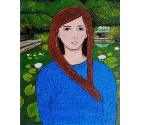 Lily Garden - Original Acrylic Portrait Painting on Canvas