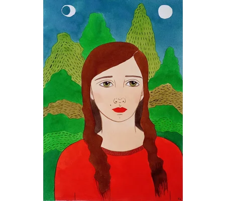 Portrait in a Landscape - Original Watercolour Ink Painting on Paper
