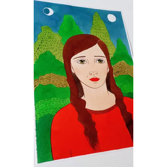 Portrait in a Landscape - Original Watercolour Ink Painting on Paper
