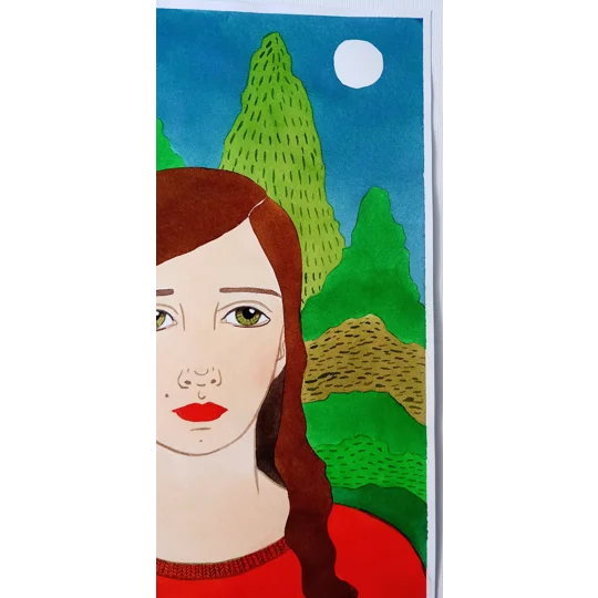 Portrait in a Landscape - Original Watercolour Ink Painting on Paper