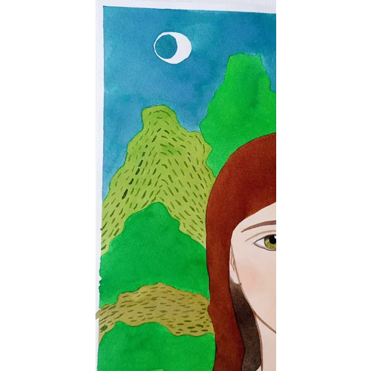 Portrait in a Landscape - Original Watercolour Ink Painting on Paper