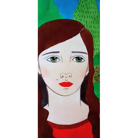 Portrait in a Landscape - Original Watercolour Ink Painting on Paper