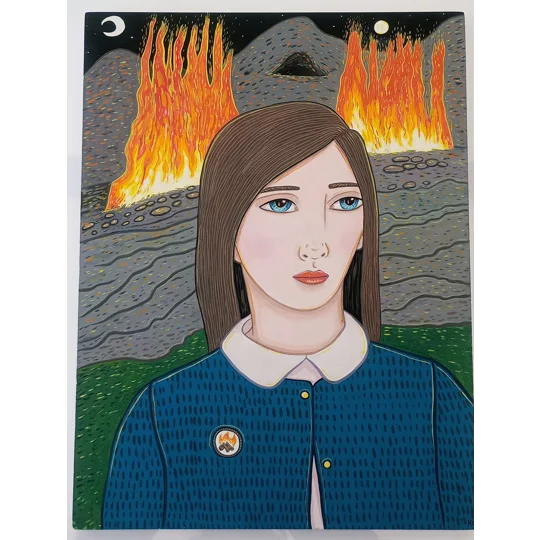 Fire - Original Acrylic Gouache Painting on Panel