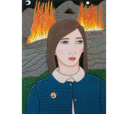 Fire - Original Acrylic Gouache Painting on Panel