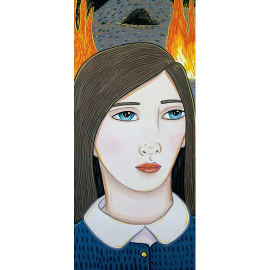 Fire - Original Acrylic Gouache Painting on Panel