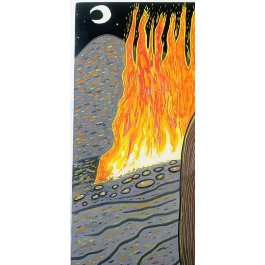 Fire - Original Acrylic Gouache Painting on Panel