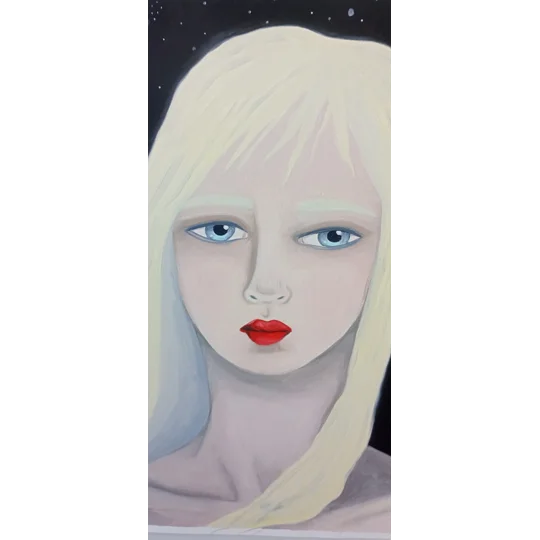 Starry- Original Oil Surreal Portrait Painting on Paper