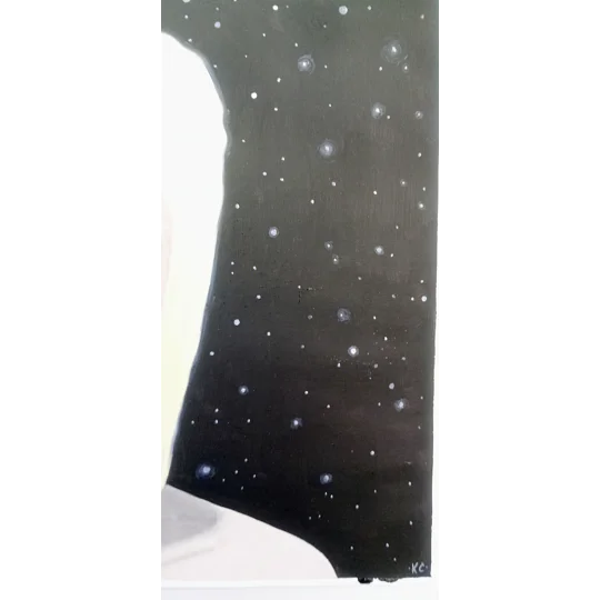Starry- Original Oil Surreal Portrait Painting on Paper