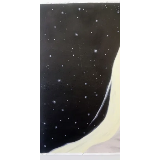 Starry- Original Oil Surreal Portrait Painting on Paper
