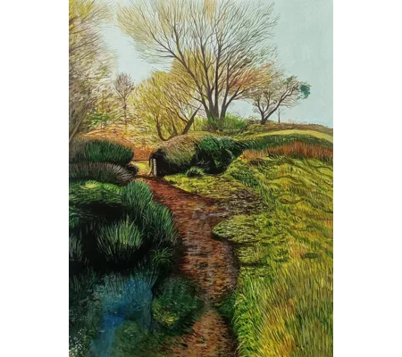 Water Meadows - Original Acrylic Landscape Painting on Canvas Board
