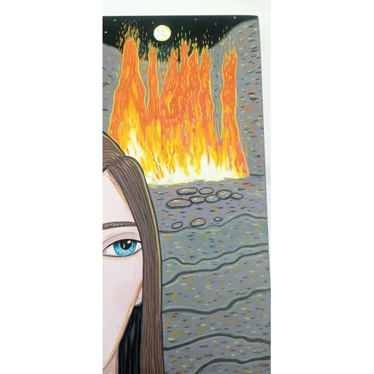 Fire - Original Acrylic Gouache Painting on Panel
